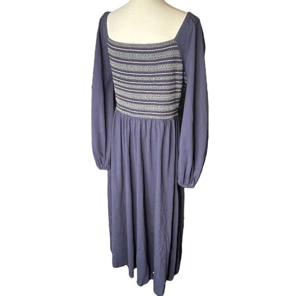 Boden Women's Navy Blue Smocked Jersey Midi Square Neck Dress Size … - Picture 4 of 9